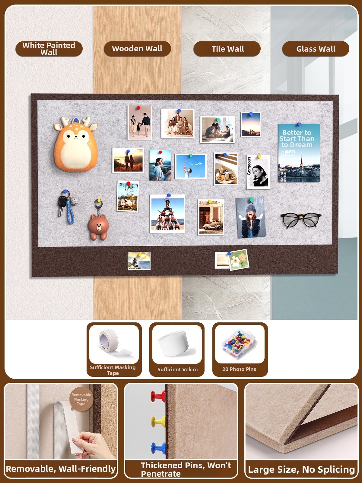 XIAORUISHI | Wall-Friendly Creative Display Felt Wall Board