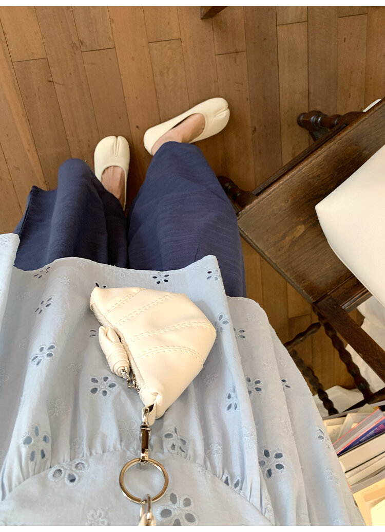 FF BLUE Summer Sunlight Cotton Embroidered Shirt Loose Short Sleeve Women's Casual Style round Neck Casual Fit Short Sleeve Top