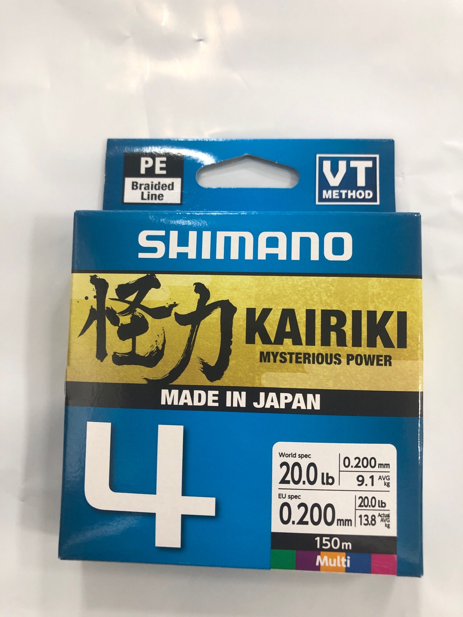 SHIMANO Kairiki 8, 300 metres, yellow, 0.060 mm/5.3 kg, 8-fold