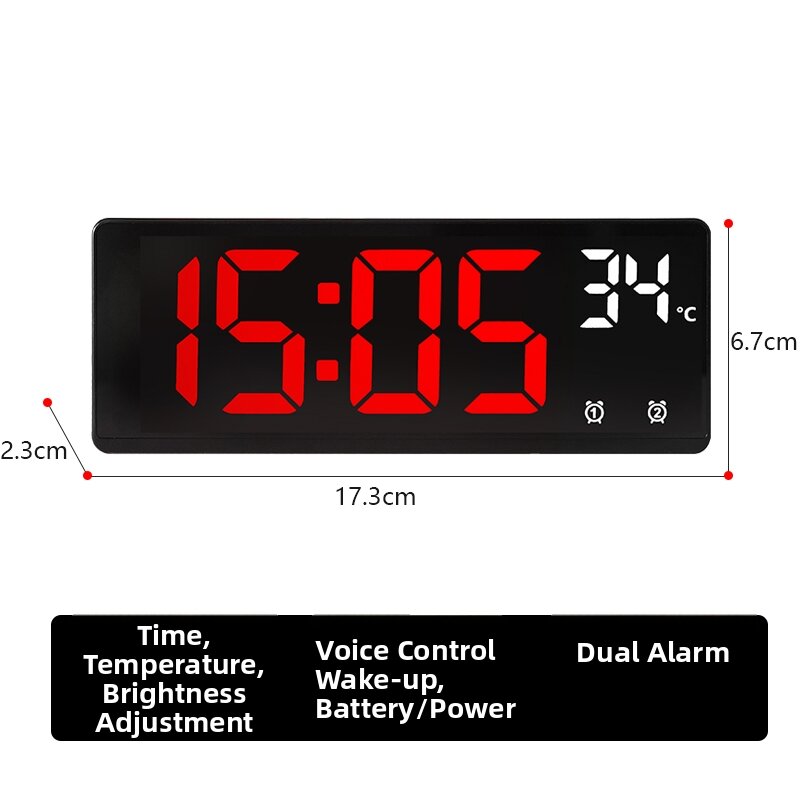 Digital Big Number Nightlight Silent Alarm Clock
