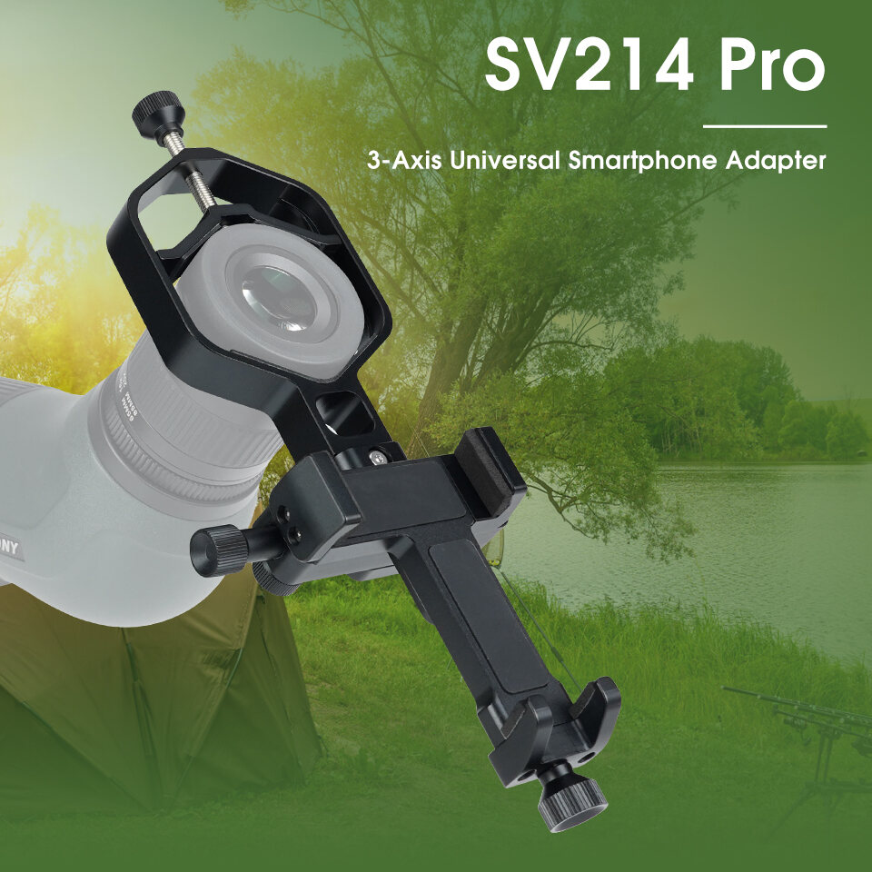SVBONY SV214 Pro 3-Axis Universal Smartphone Adapter, Digiscoping Adapter with Remote Control Support 28 to 48mm Eyepiece Diameter, for Capture Images Through Telescope Spotting Scope