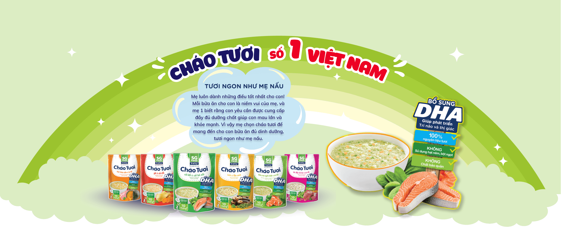 Cháo Tươi SGFood Thịt Thăn Rau Củ 240g – Dinh Dưỡng Cân Bằng, Thơm Ngon & Tiện Lợi Cho Mọi Bữa Ăn!