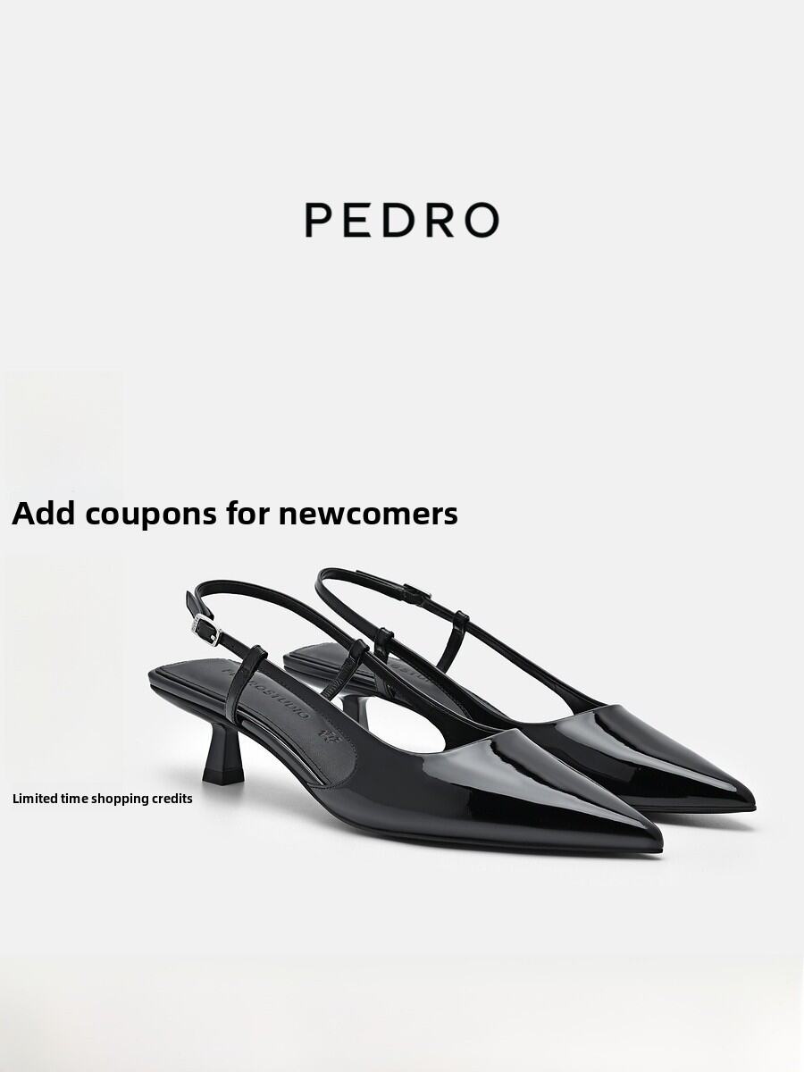 Pedro Studio Series Leather Sandals with Small Cat Heel And Strap Elegant Fashionable Mules for Young Women Casual Wear. 