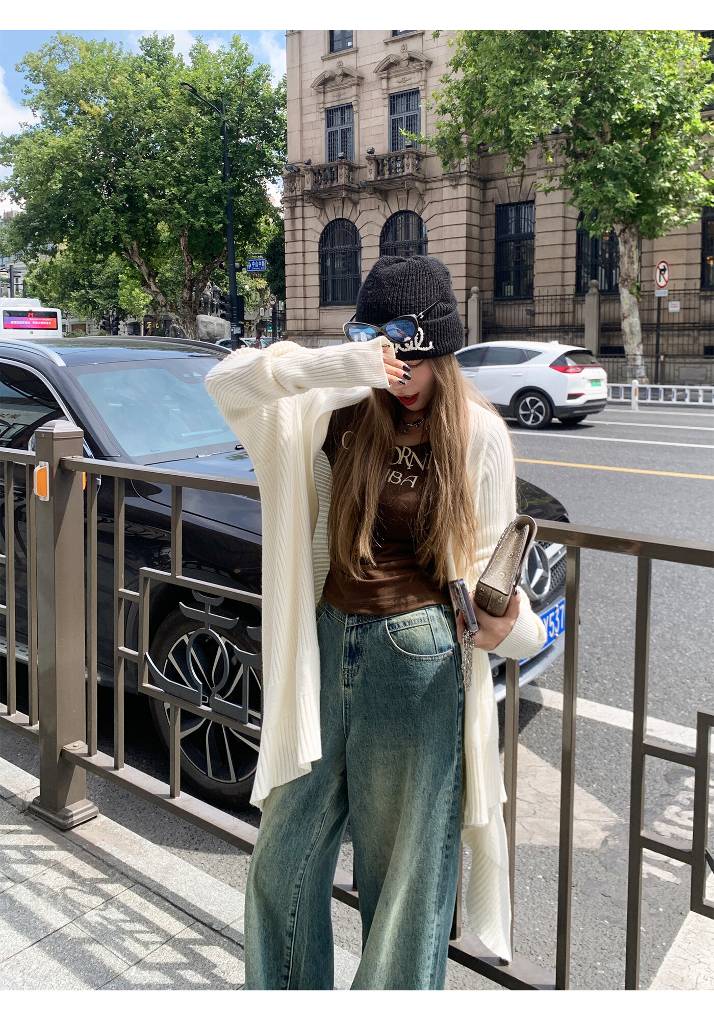 High Waist Wide Leg Jeans Women's Loose Fit Washed out Style Spring Autumn Denim Pants by LUU Peach Joy Slimming Effect · v2