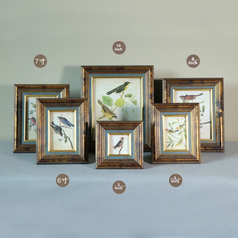 Retro Aged Wooden Picture Frame Living Room Decor