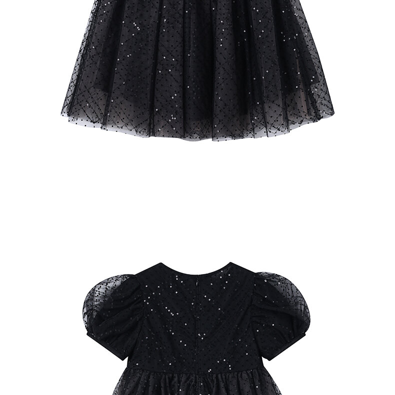 RBIGX Mädchenkleid im Prinzessin-Stil, schwarzer Netzrock mit Puffärmeln, Sommermode, Märchenprinzessinenkleid aus Nylonstoff