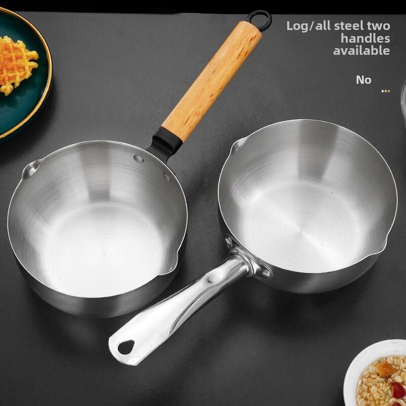 Japanese Style Snow Flat Pot 304 Stainless Steel Non-coated Stick Small Saucepan Home Use Noodles Frying Soup Induction Cooktop
