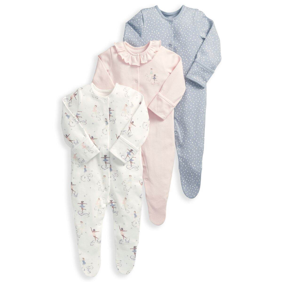 Mamas Papas Dancing On Ice Sleepsuits (Set of 3) Pink Lazada