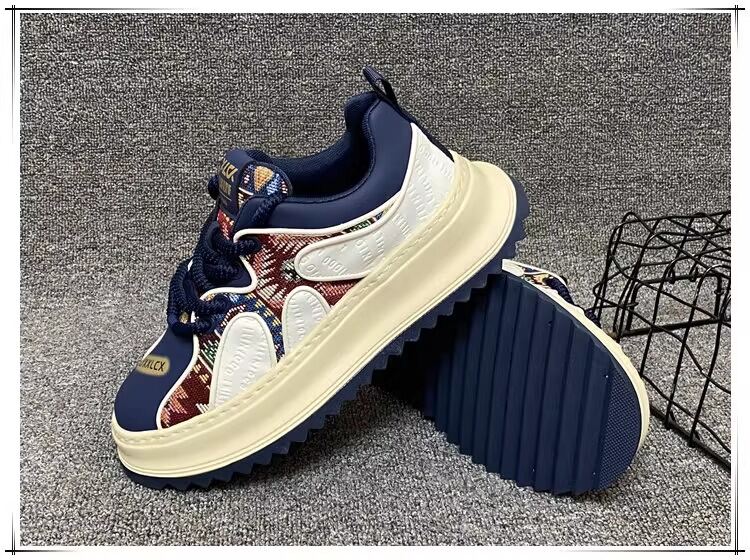 Men's Thick Sole Breathable Casual Shoes Color Block Design Summer Leisure Dad Shoes Increased Height Trendy Fashion Sneakers · v8