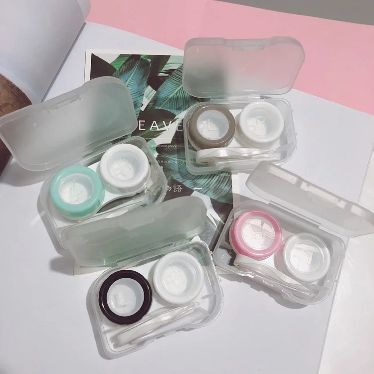 Transparent Simple Cosmetic Contact Lenses Box Invisible Eyes Convenient Storage Box Multi-Pack Cosmetic Contact Lenses Tweezers Contact Lens Taker Glasses Box