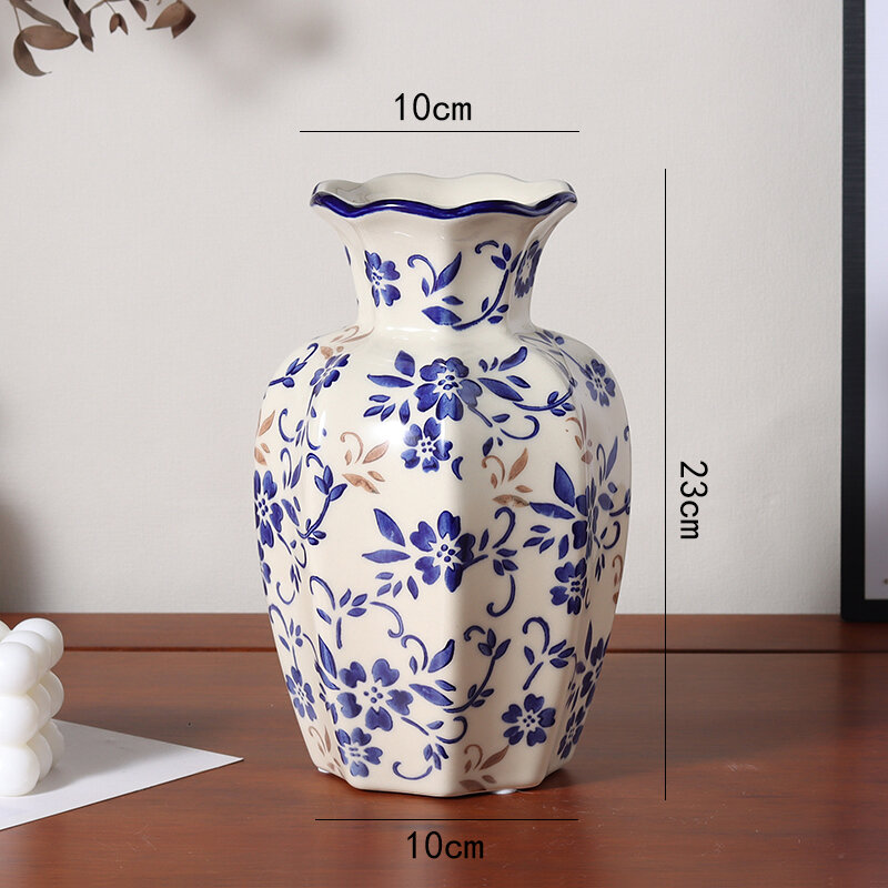 Hand-Painted Blue And White Ceramic Flower Vase New Chinese Style Living Room Entrance Decorative Piece High-End Sense Hydroponics