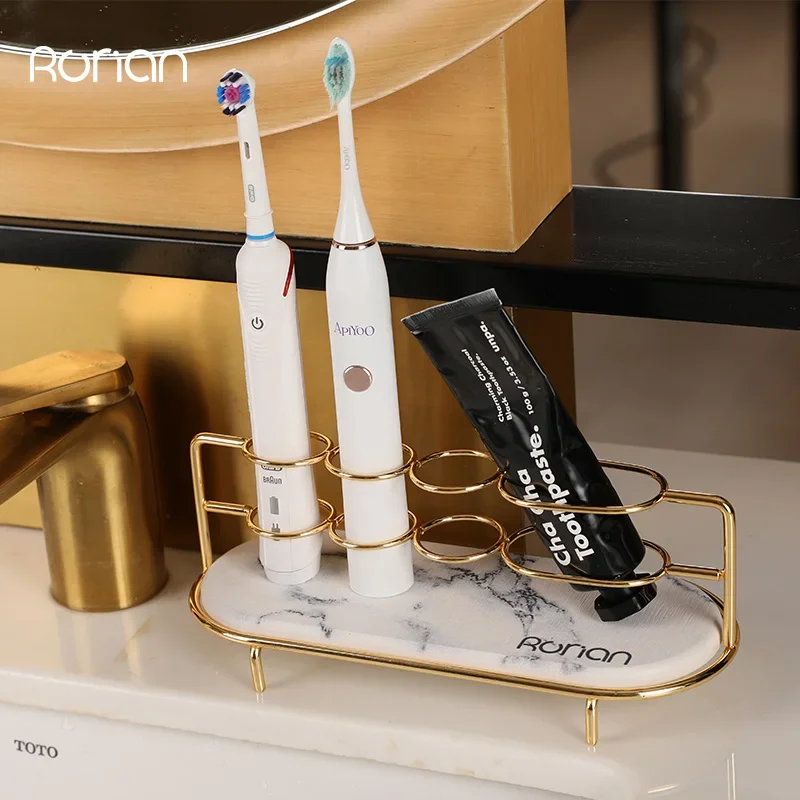Light Luxury Electric Toothbrush Holder Bathroom Vanity Diatom Mud Absorbent Pad Bathroom Desktop High-End Storage Shelf
