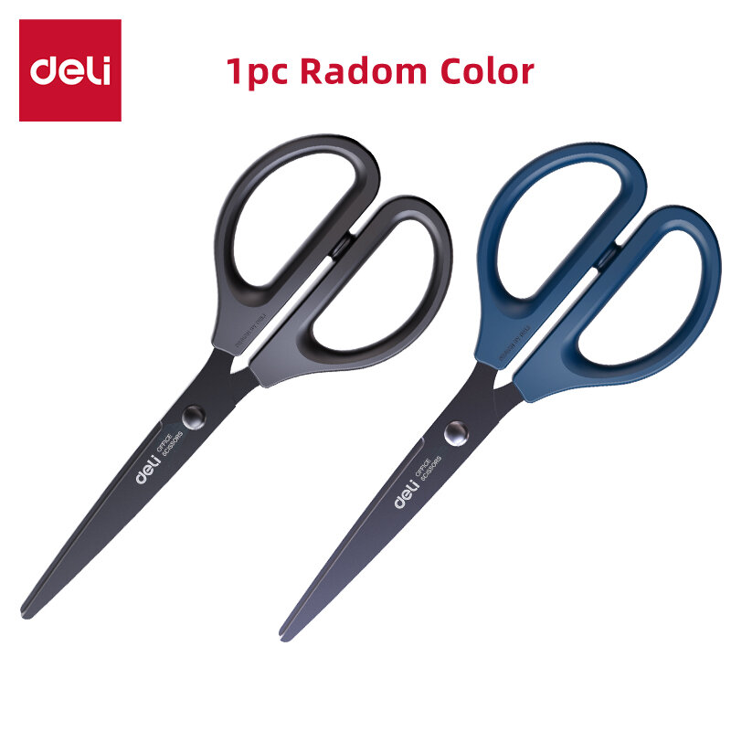 deli | DELI Black Blade Scissors 170mm - Ultra Sharp Non-Sticky for Paper Cloth & Crafts