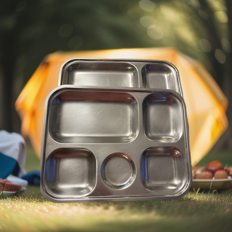 4 compartment Stainless Steel Cafeteria Tray. 
