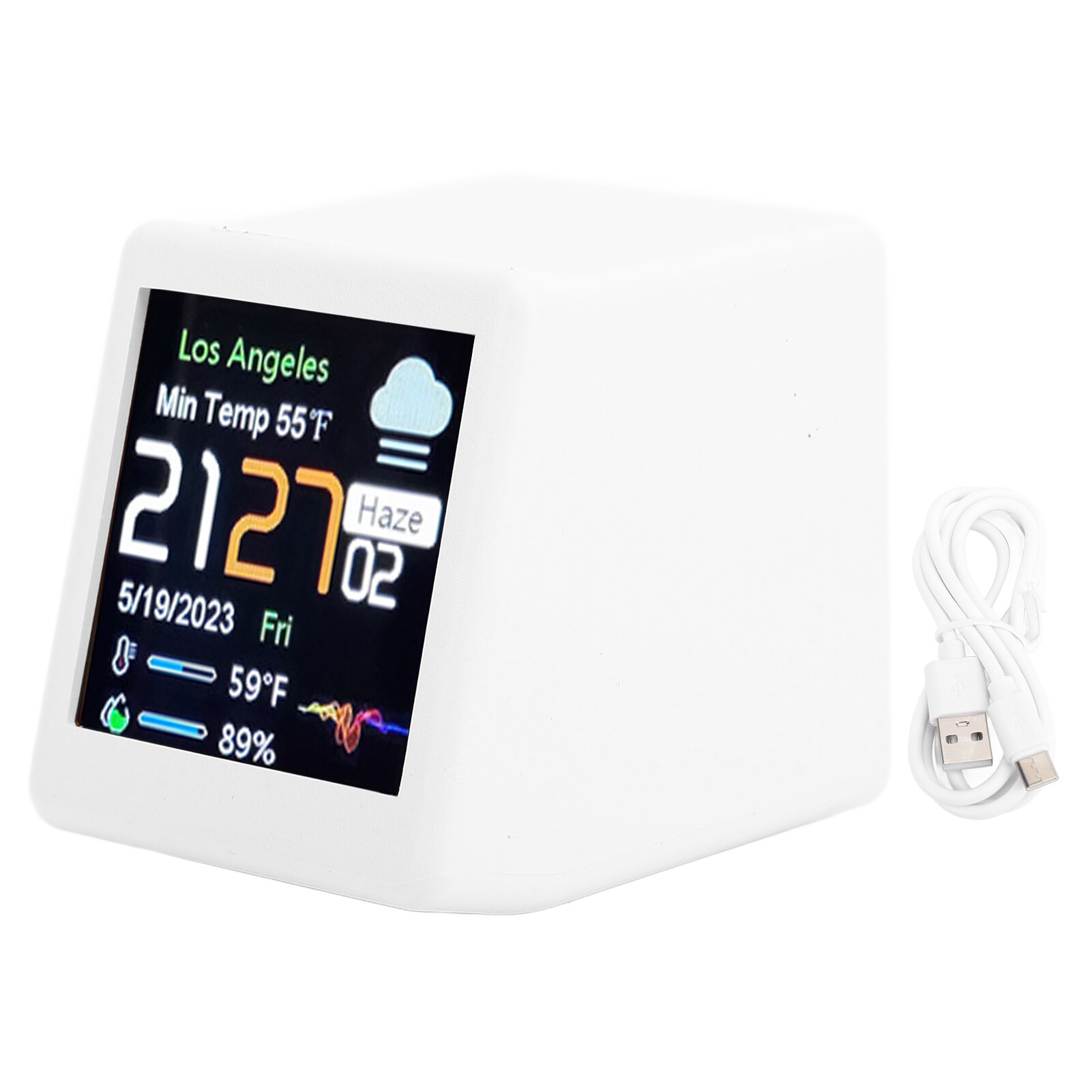 WiFi Networking Type C Cable Powered Multifunctional Clock Calendar Display Electronic Weather Clock Tool for Office Bedroom