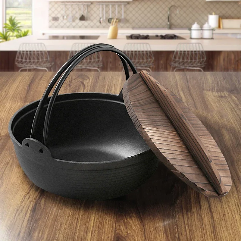 Cast Iron Stew Pot Household Old-Fashioned a Cast Iron Pan Soup Pot Thickened and Thickened Non-Coated Non-Stick Japanese-Style Longevity Hanging Pot