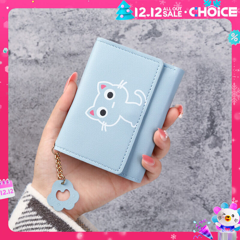 Phim hoạt hình Lady Short Coin Purse PU Triple Card Bag Túi lưu trữ di động Túi du lịch đa thẻ cho sinh viên