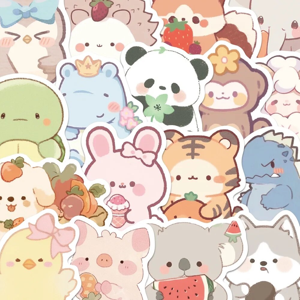 Adorable Q Version Animal Stickers 150 Pcs Waterproof Decals for Mobile Phone Case Notebook Luggage Simple Cartoon Style