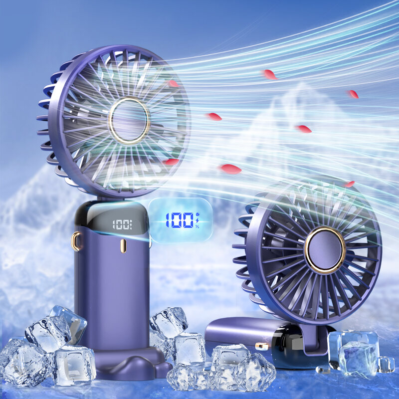 Quạt điện mini có dây treo cổ hoặc để bàn. tích hợp màn hình kỹ thuật số hiển thị tỷ lệ phần trăm pin và tốc độ luồng không khí cực tốt