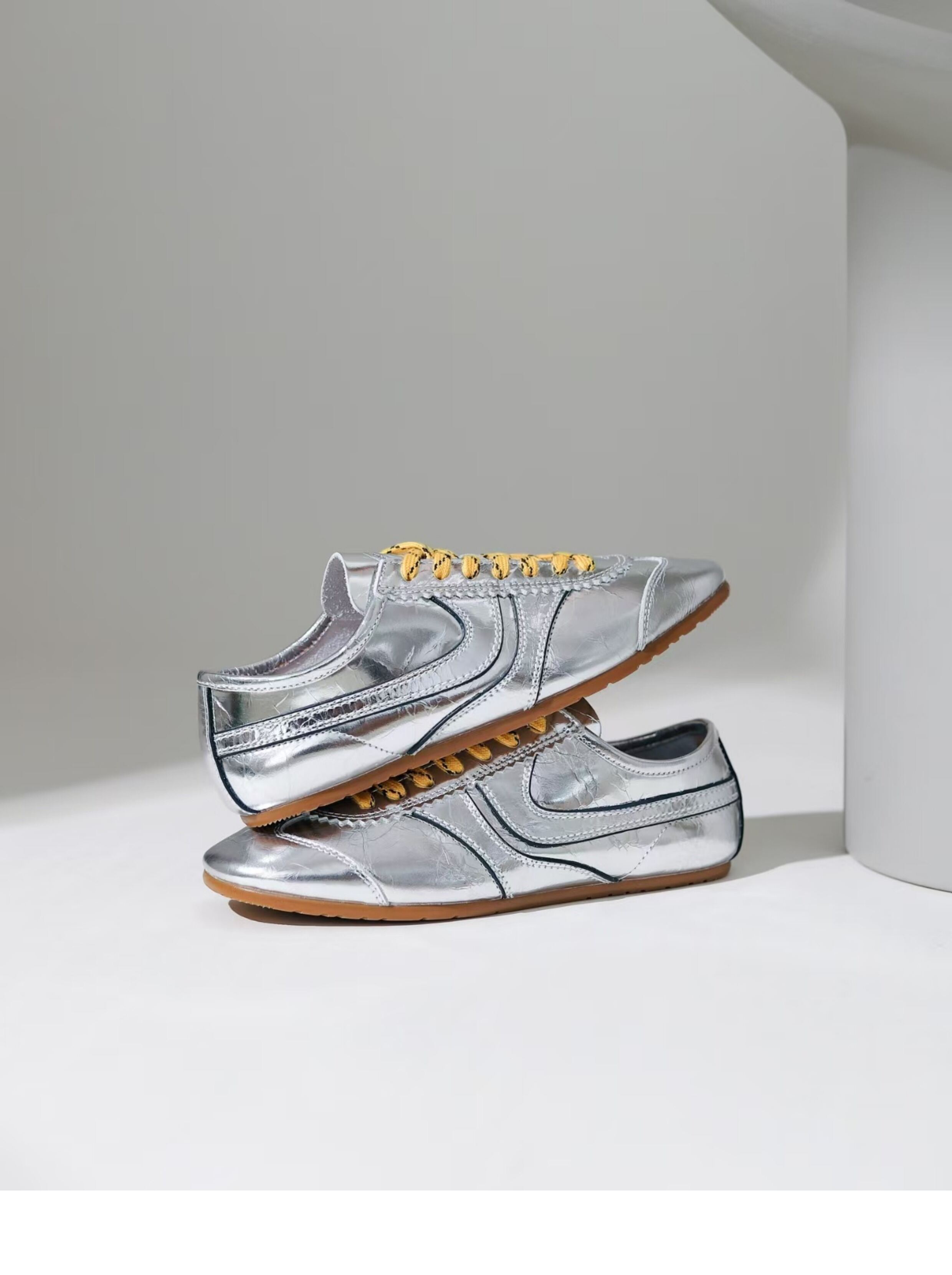 Olive Green Agam Shoes Deqin Casual Sneakers Women's Flat Bottom Sports Shoes Easy to Wear Comfortable Leather Interior · v12