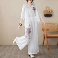 Lieoyuarn | Embroidered Light Weight Slim Fit Two-Piece Set