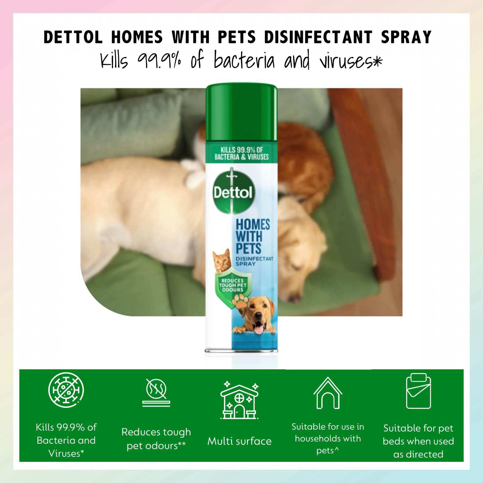 SG] Dettol Homes With Pets Disinfectant Spray 300ml | Lazada Singapore