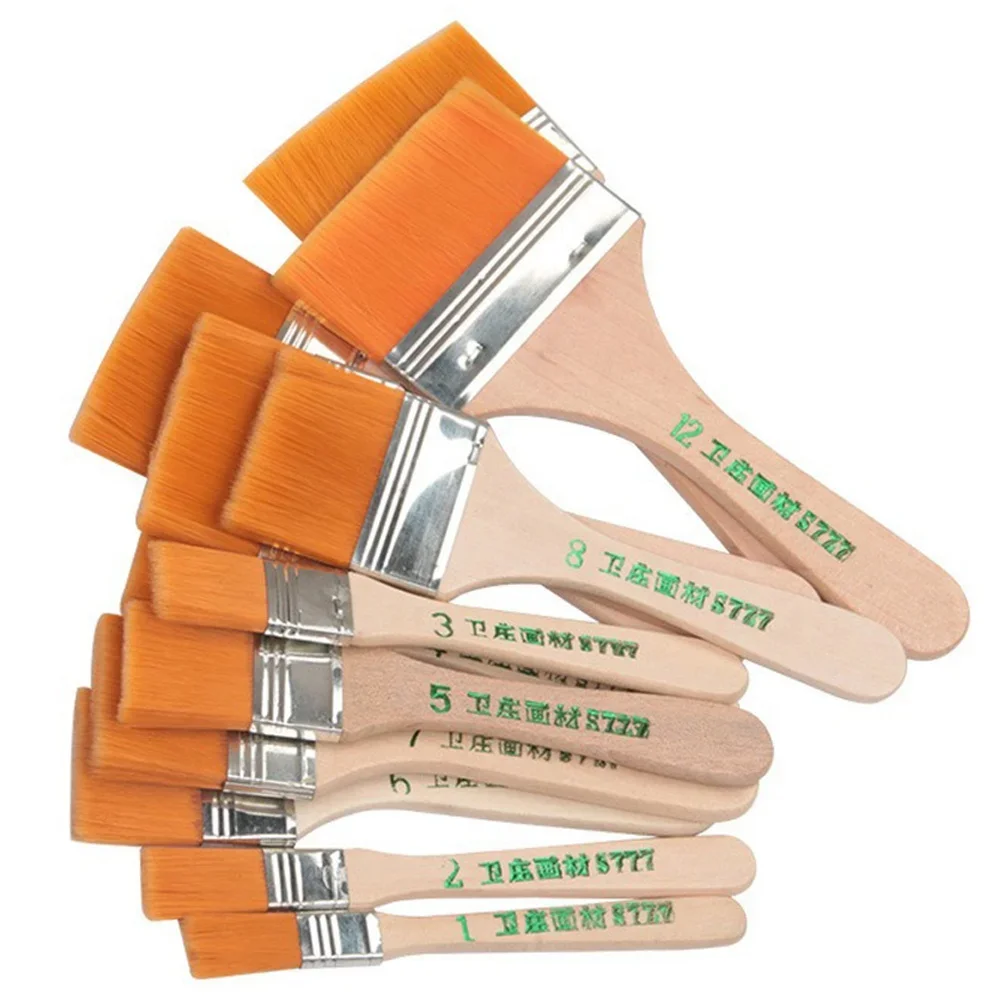 1/12PCS HighQuality Nylon Paint Brushes with Different Sizes and Wooden Handles Ideal for Acrylic Oil and Watercolor Painting