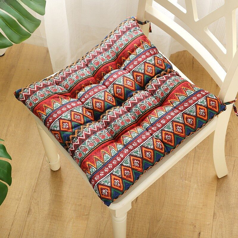 Large Thickened Cotton Linen Seat Cushion for Office Chair Universal Pad Country Style Computer Chair Padded Winter Bench