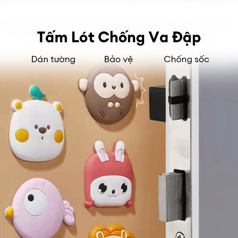 Thảm Cửa Silicon Tấm Bảo Vệ Chống Va Chạm Tủ Lạnh Bảo Vệ Tường Yên Tĩnh Dày Sáng Tạo Hoạt Hình Hình Tay Nắm Cửa Miếng Dán