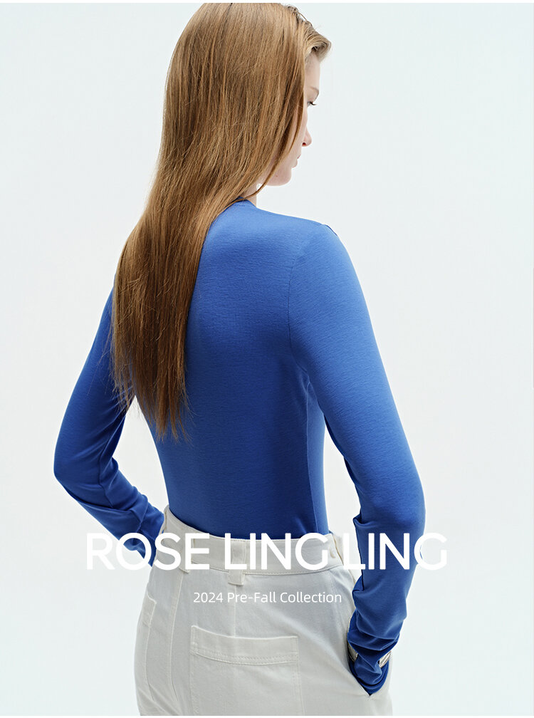 RoseLingLing Ultra-Fine Australian Silk Wool Blend Slimming Knit T-Shirt with Henley Collar for Women Casual Summer Style