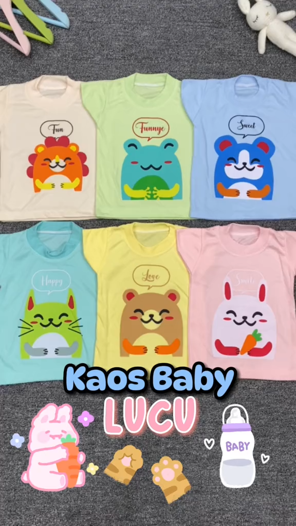 (BAYI 3-18 bulan) Kaos Larry Baby Girl & Boy SNI / Import Baju Anak Perempuan Laki Laki New Born 0-6 6-12 6-18 bulan Branded Atasan
