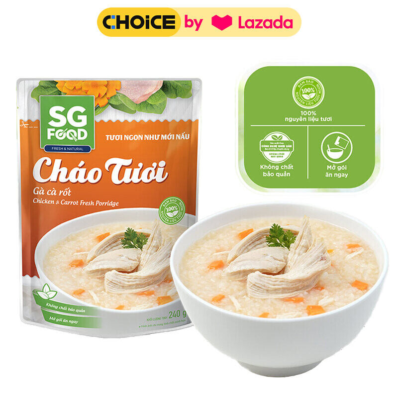 Cháo Tươi SGFood Gà Cà Rốt 240g – Dinh Dưỡng Thơm Ngon, Tiện Lợi & An Toàn Cho Bé Yêu!