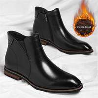 NUDANLAI | chukka boots men Chelsea Boots Leather Boots Pointed Toe Business Mens Boots