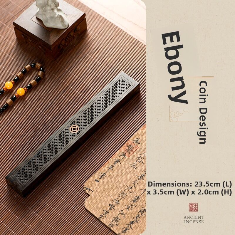Black Ebony Wood Incense Box Home Indoor Aromatherapy Wooden Sandalwood Incense Stick Frankincense Incense Box Incense Burner Set
