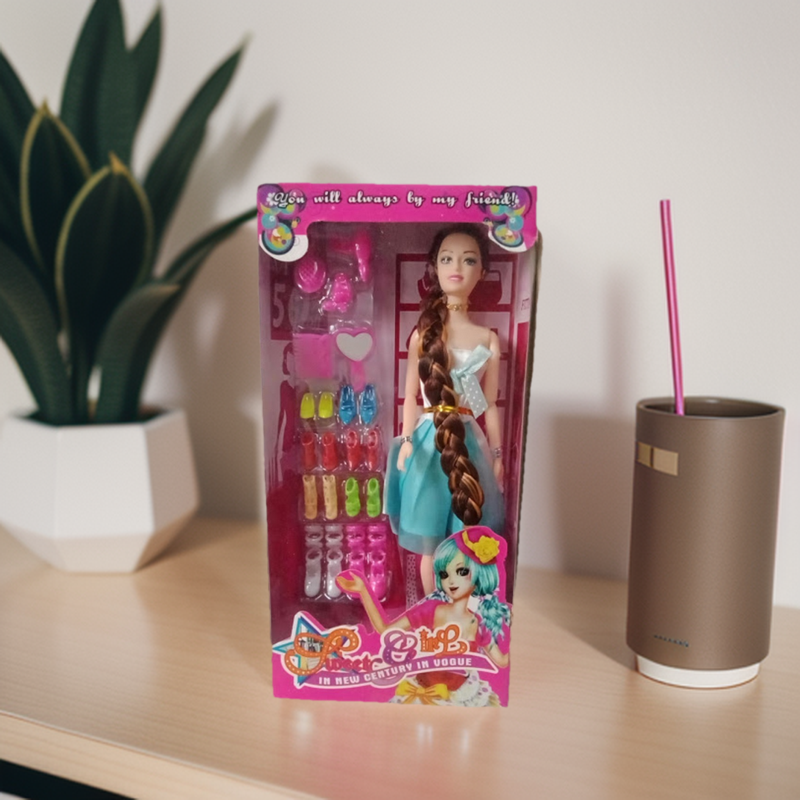 Beautiful Barbie Doll and Shoes Play Set for Girls. 