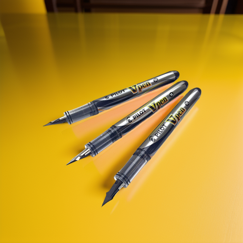 Pack Of 3 Pilot "VPen" - Disposable Fountain pen _ Black. 