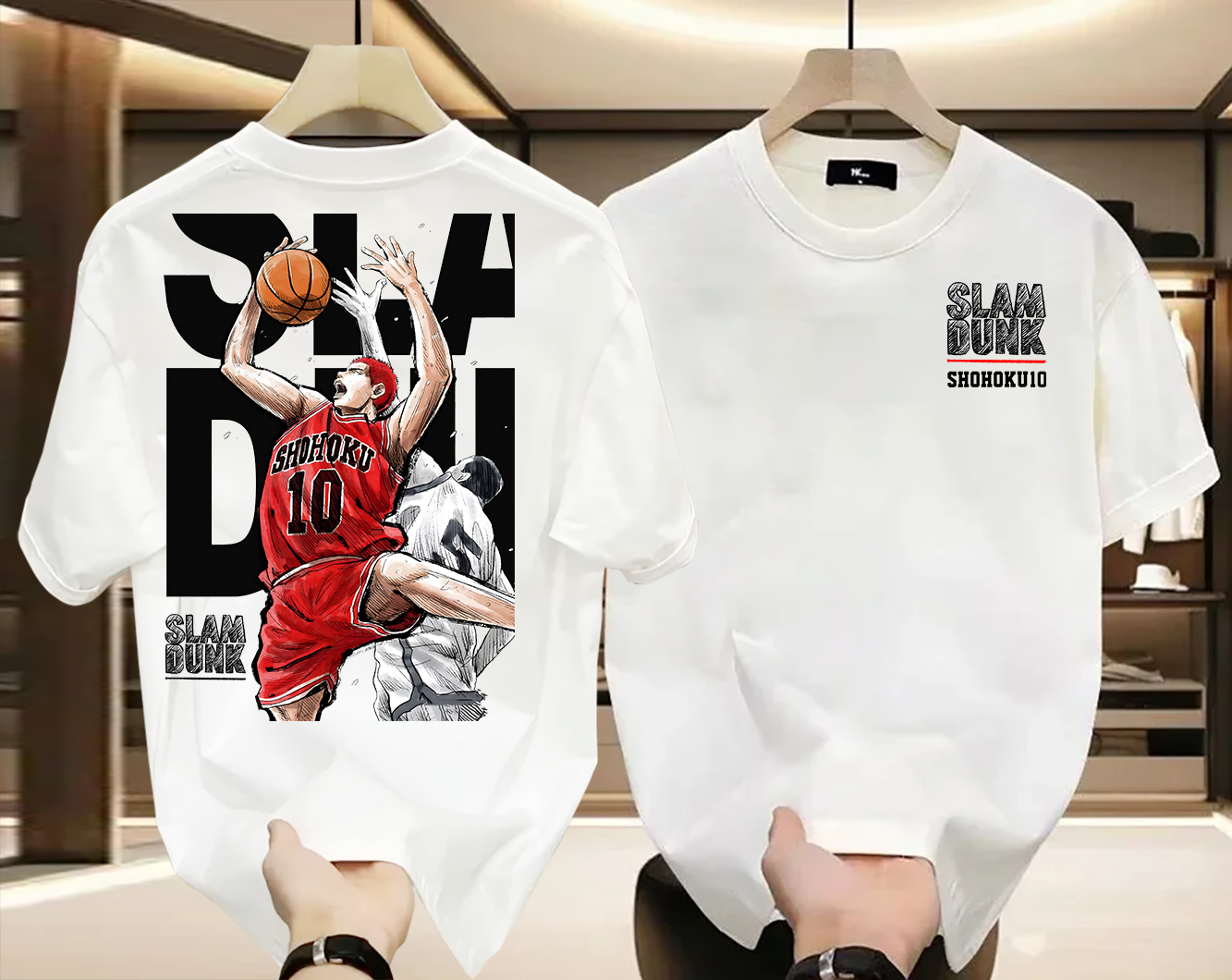 Slam Dunk T-Shirt - Japanese Anime Print, Cotton, Short Sleeve