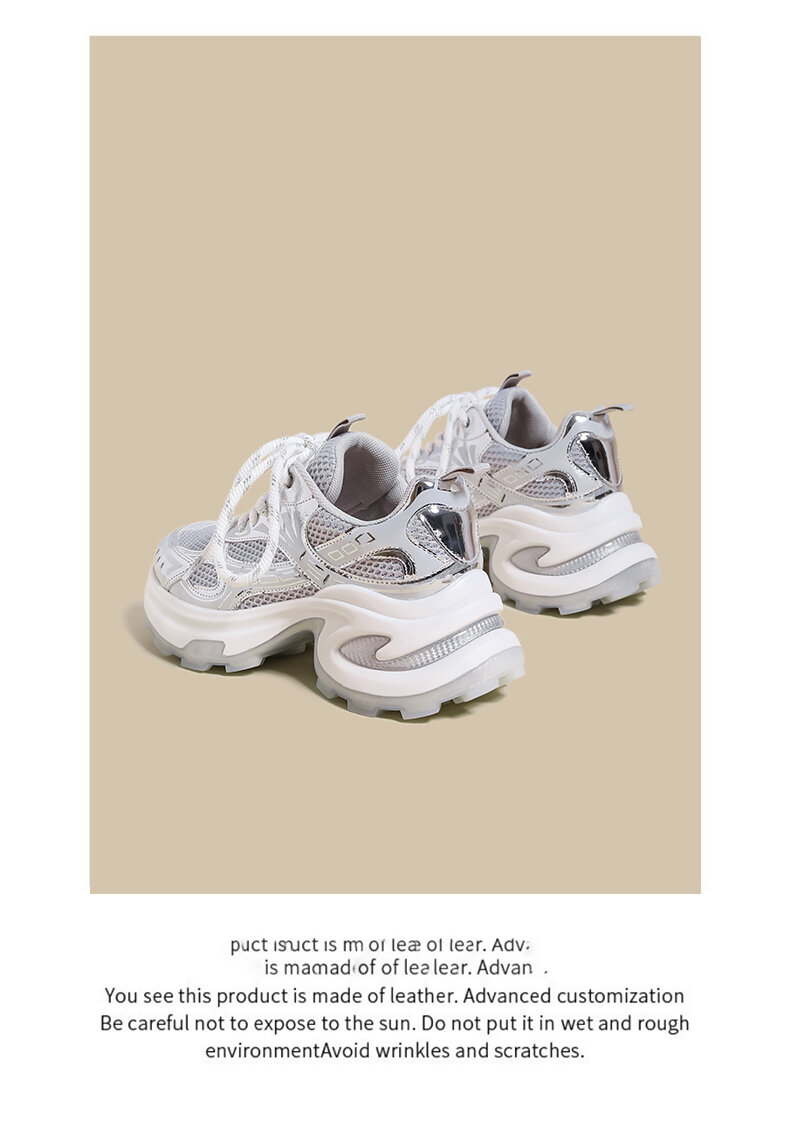 Pink Dad Shoes Women's Spring 2025 New Style Small Size Thick Bottom Versatile Mesh Breathable Casual Sports Shoes Trendy · v7