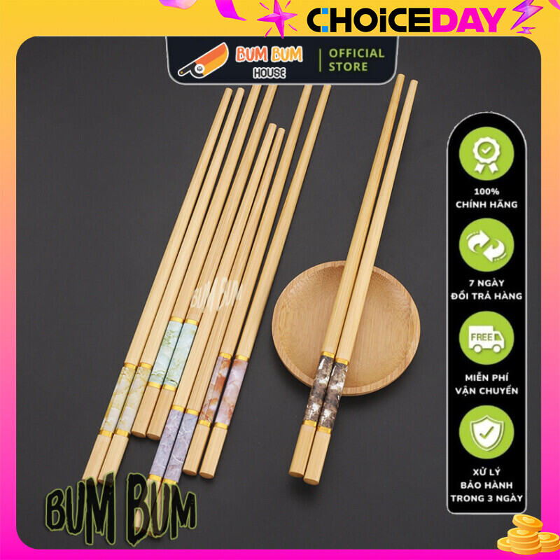 (Loại Đẹp) Combo 10 Đôi Đũa Tre Vân Đá Cao Cấp Dài 24cm Bum Bum House Chính Hãng, Đũa Ăn Cơm Cao Cấp, Sang Trọng Chống Ẩm Mốc, Không Trơn, Không Hóa Chất, An Toàn Cho Người Sử Dụng