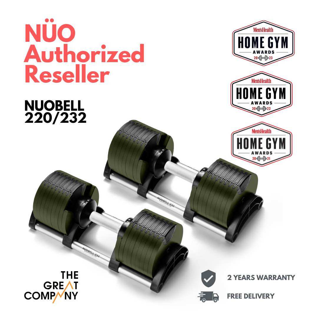 Nuobells 2-32Kg Adjustable Dumbbells - Quick Weight Adjustment Set