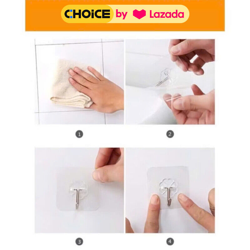 COMBO 20 MÓC DÁN TƯỜNG SIÊU DÍNH TRONG SUỐT