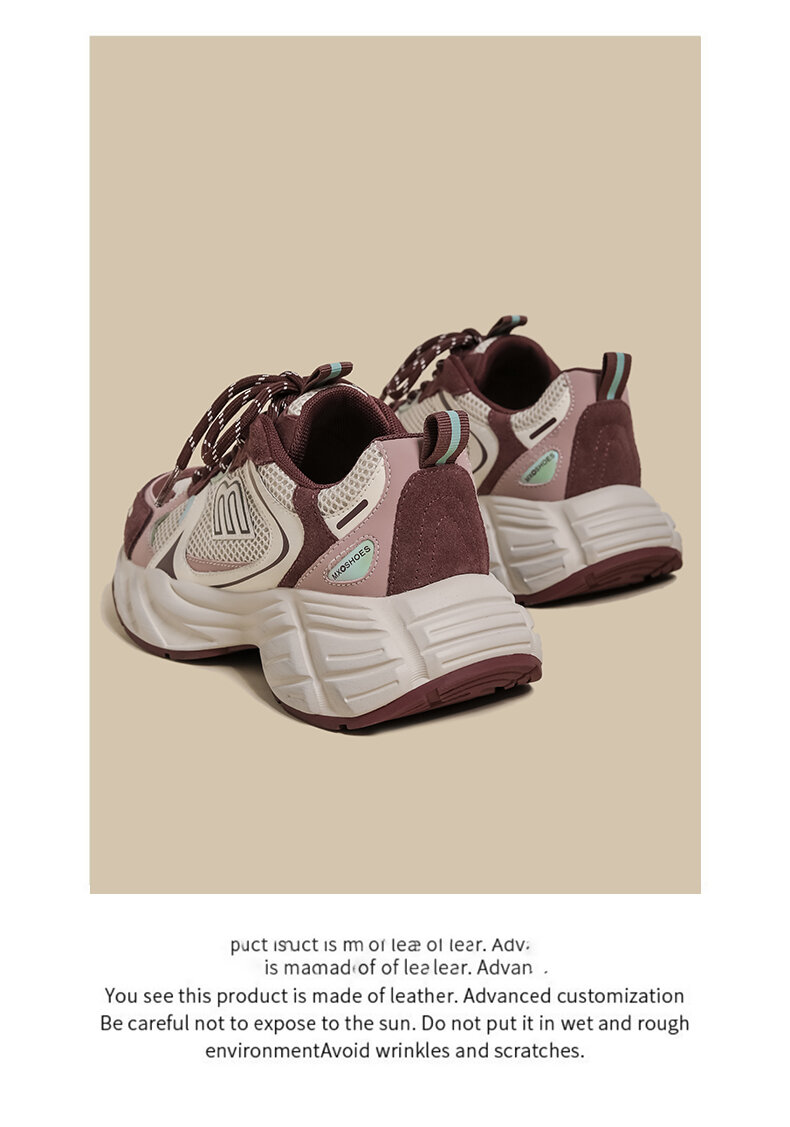 Scarpe da papà da donna con fondo spesso Abbigliamento sportivo casual Primavera 2025 Rosa Brutta e carina Tomaia in mesh con cuciture rialzate alla moda