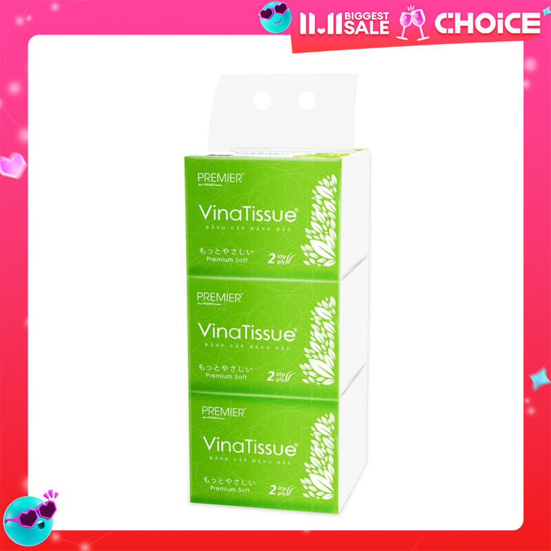 Lô 3 gói Khăn giấy rút cao cấp Vinatissue (200 tờ x 3 gói)