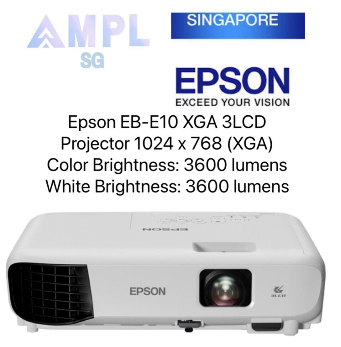 Epson EBE10 XGA 3LCD Projector Color Brightness 3600 lumens White