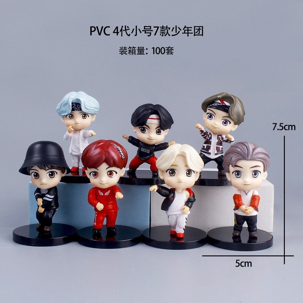 Bandai | BTS 7pcs/set Action Figures Doll Model Toy RM Jin Suga Jhope Jimin V Jungkook Star Idol Collectible Figure Fans Gift for Fans