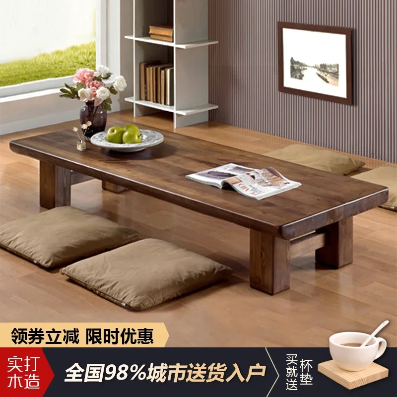 Japanese Style Coffee Table Tatami Table Low Table Zen Solid Wood Kang Table Old-Fashioned Long Floor Table Simple Solid Wood Tea Table
