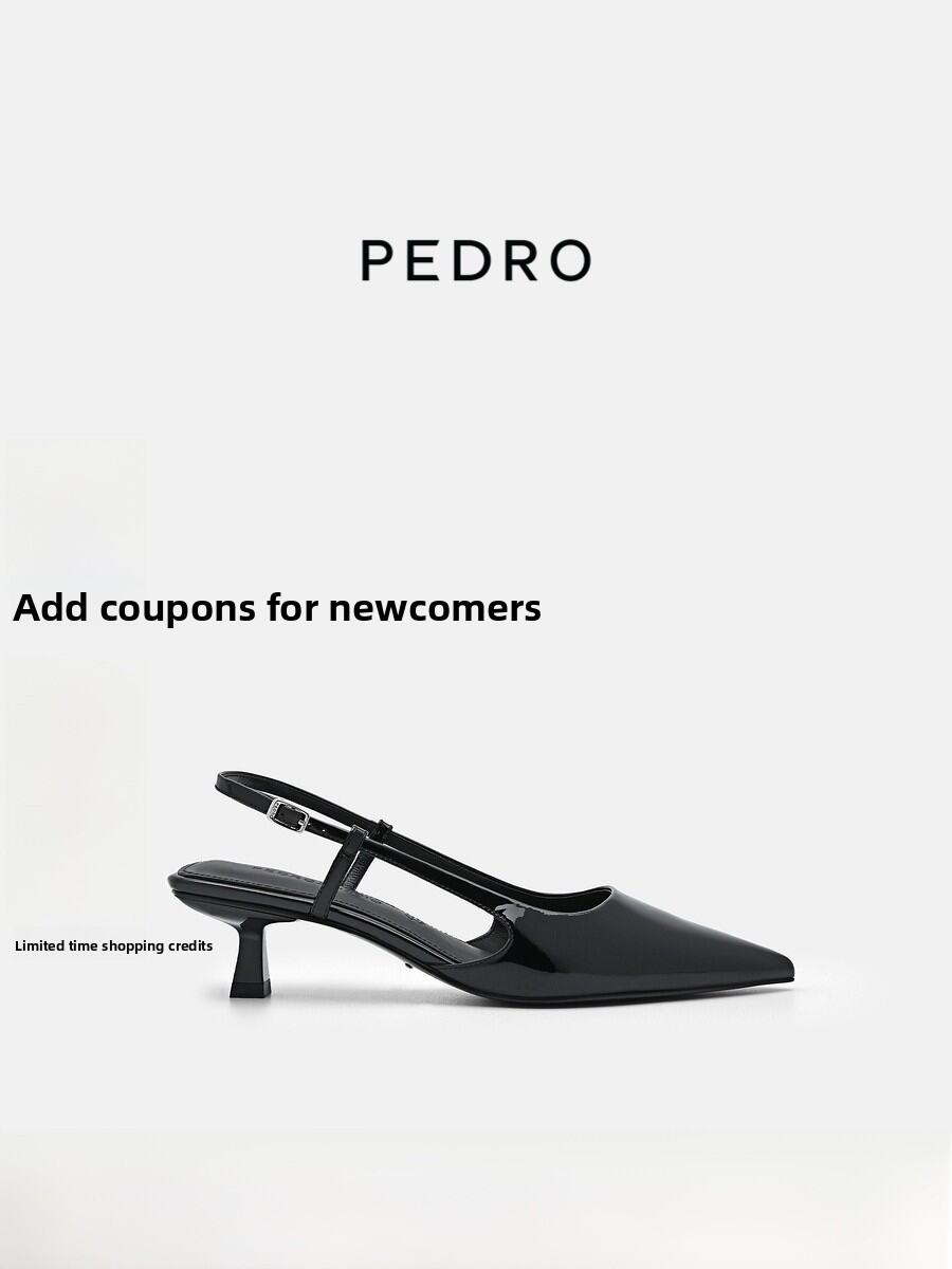 Pedro Studio Series Leather Sandals with Small Cat Heel And Strap Elegant Fashionable Mules for Young Women Casual Wear. 