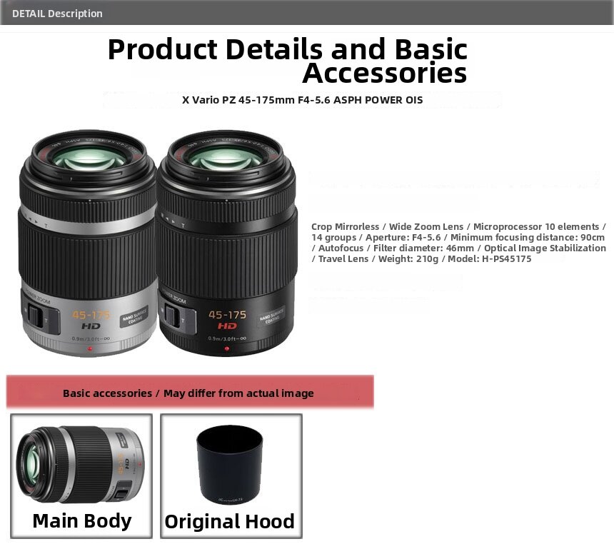 Lumix | X Vario Pz 45-175mm F4-5.6 Asph Power Ois Black/Pn