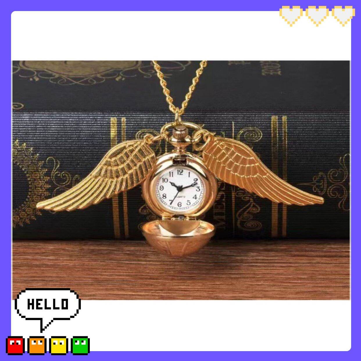 Harry Potter Pocket Watch Golden Snitch Angel Wings Ball Love Pocket