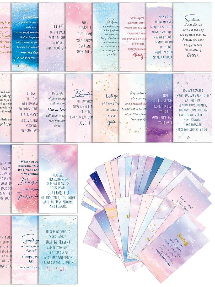 60pcs Starry Sky Fantasy Series Uplifting Positive Affirmation Note Cards With Inspirational Quotes For Support Bithday Gifts